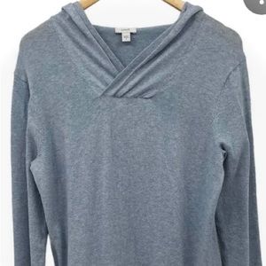 NWT Pure Jill Cashmere Cotton Hooded Pullover Knit Sweater Size Large Petite